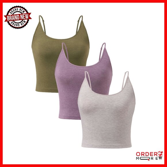 Soft Bamboo Rayon Crop Tank Tops 3-Pack for Layering Lounge Sleepwear